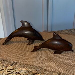 Artisan Crafted Brown Dolphin Sculpture Set